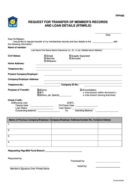 pag ibig rtmrld form|REQUEST FOR TRANSFER OF MEMBER'S RECORDS AND .